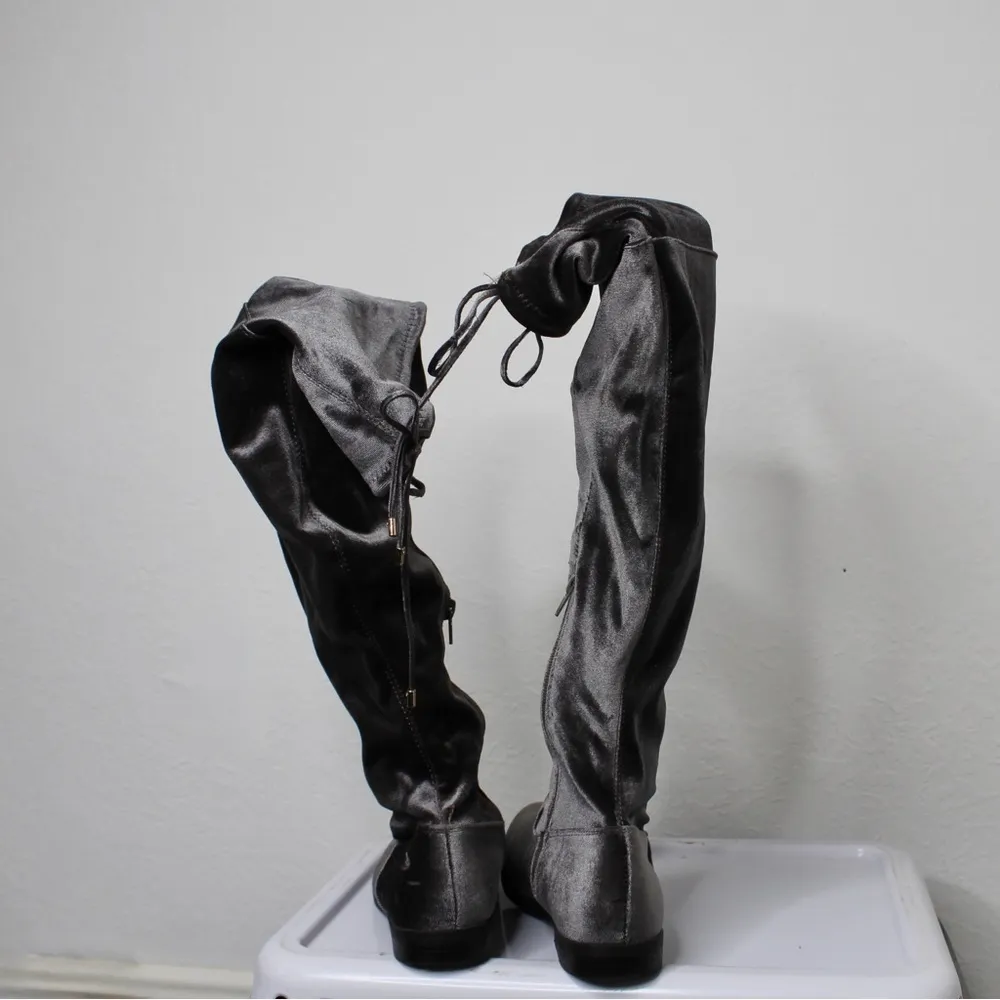 JustFab Gray Over-the-Knee High Boots - Image 4