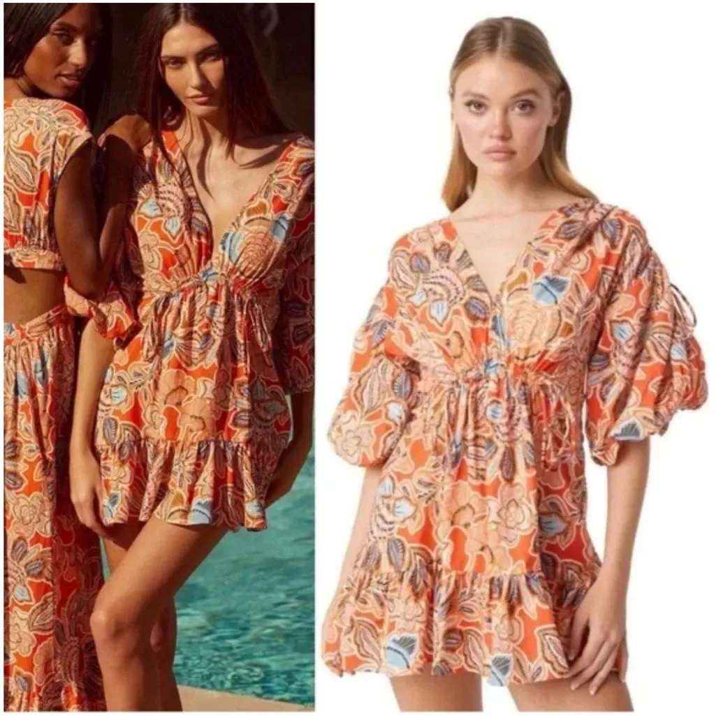 Misa Los Angeles Sari Dress in Tangerine Flora medium - Image 2