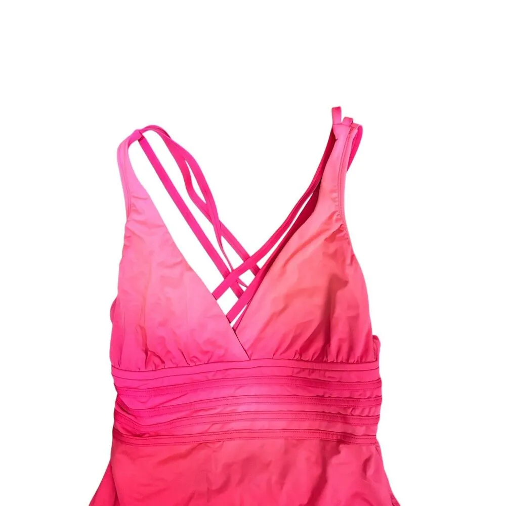 La Blanca Goddess Solid Multistrap One Piece Swimsuit Womens 14 Watermelon Red - Image 4