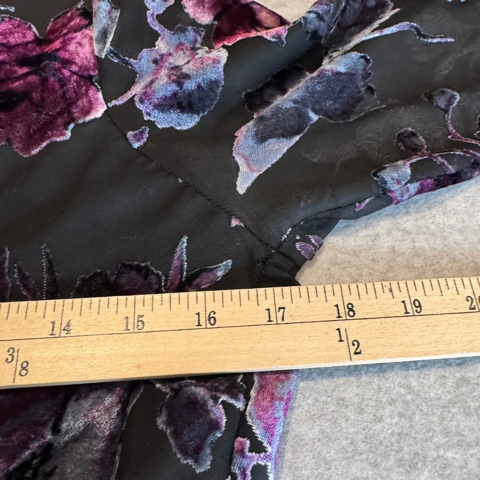 Dee Elly Mini Dress Womens Medium Black Floral Velvet Burnout Fairy Witchy - Image 12