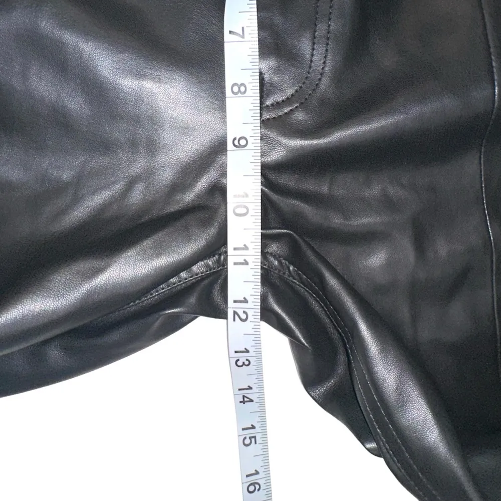 NWT Hudson Barbara Faux Leather Front Slits Black Pants 31 in Black Beauty - Image 9