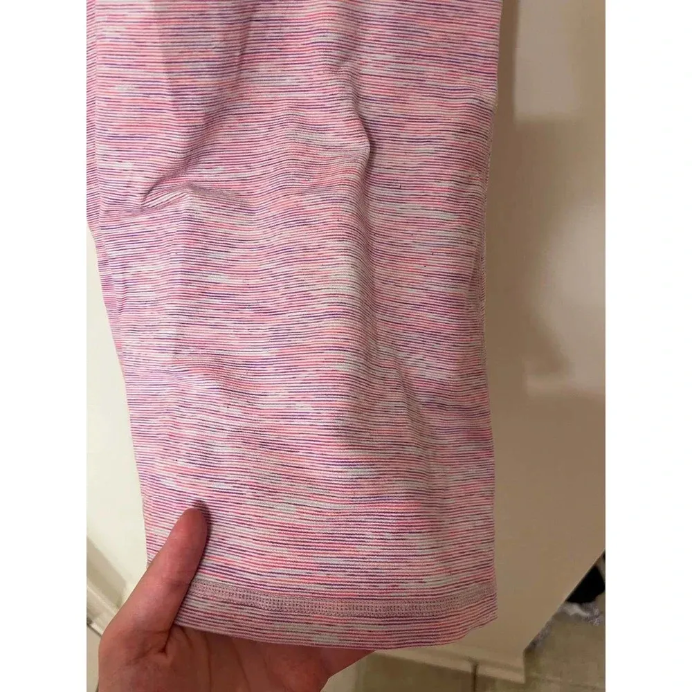 LULULEMON womens 6 light purple space dye power Y luon tank top built in bra - Image 2