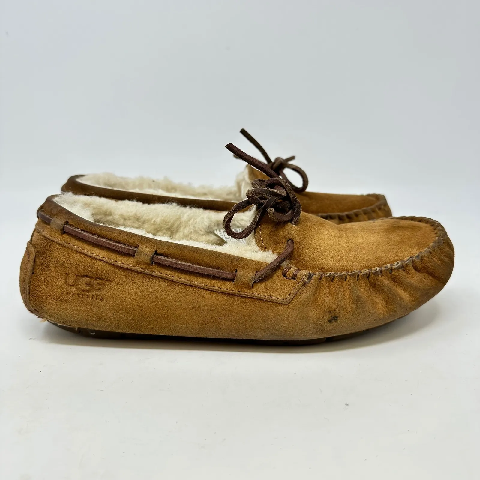 Ugg Australia Dakota Moccasin Shearling Lined Slipper Chestnut Brown Size 7‎ - Image 4