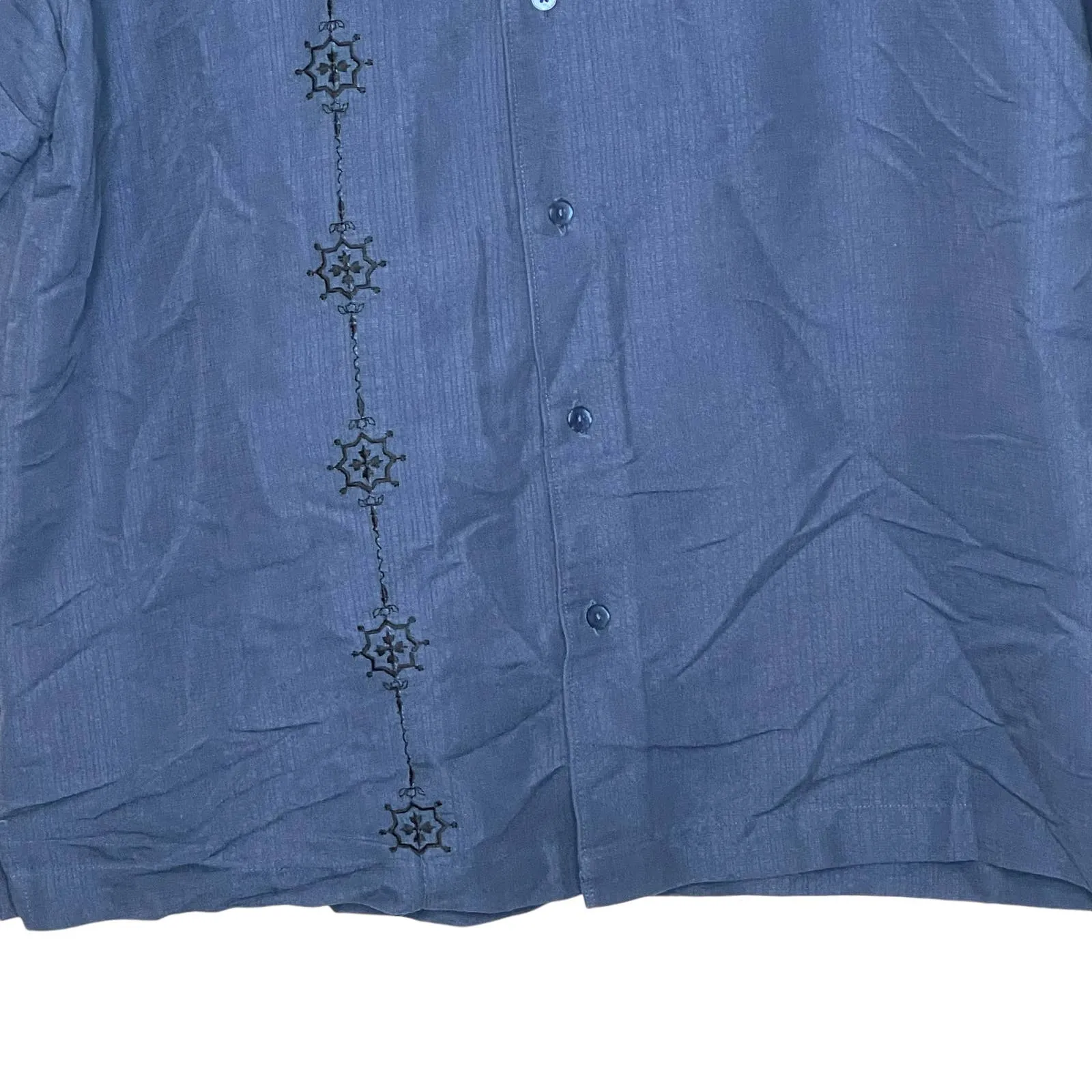 Cubavera Herenica Embroidered Button Down Shirt Women Large Short Sleeve Blue‎ Blue - Image 5