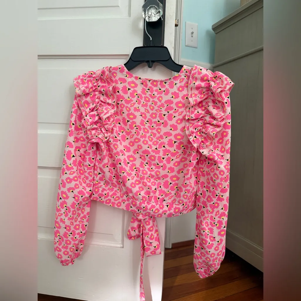 Pants store pink wrap tie top small - Image 3