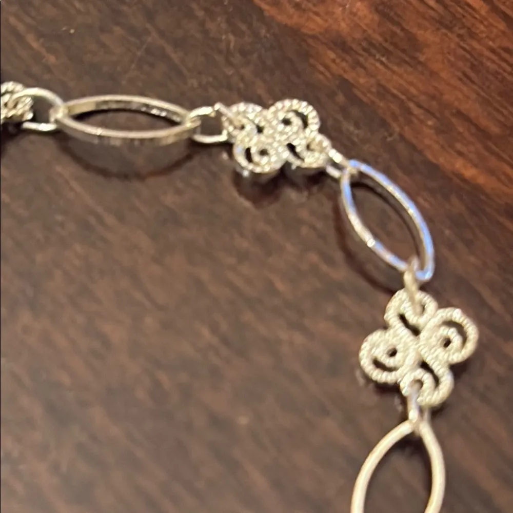 Intricate Silver Bracelet Anklet with Floral Links - Image 3