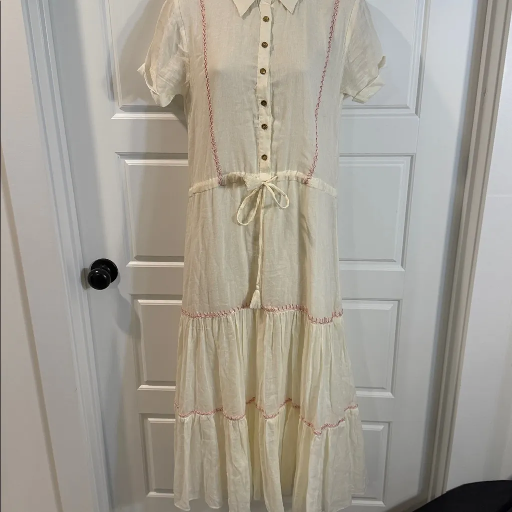 Carolina K Natalia Cotton Collared Shirt Dress Small White - Image 6