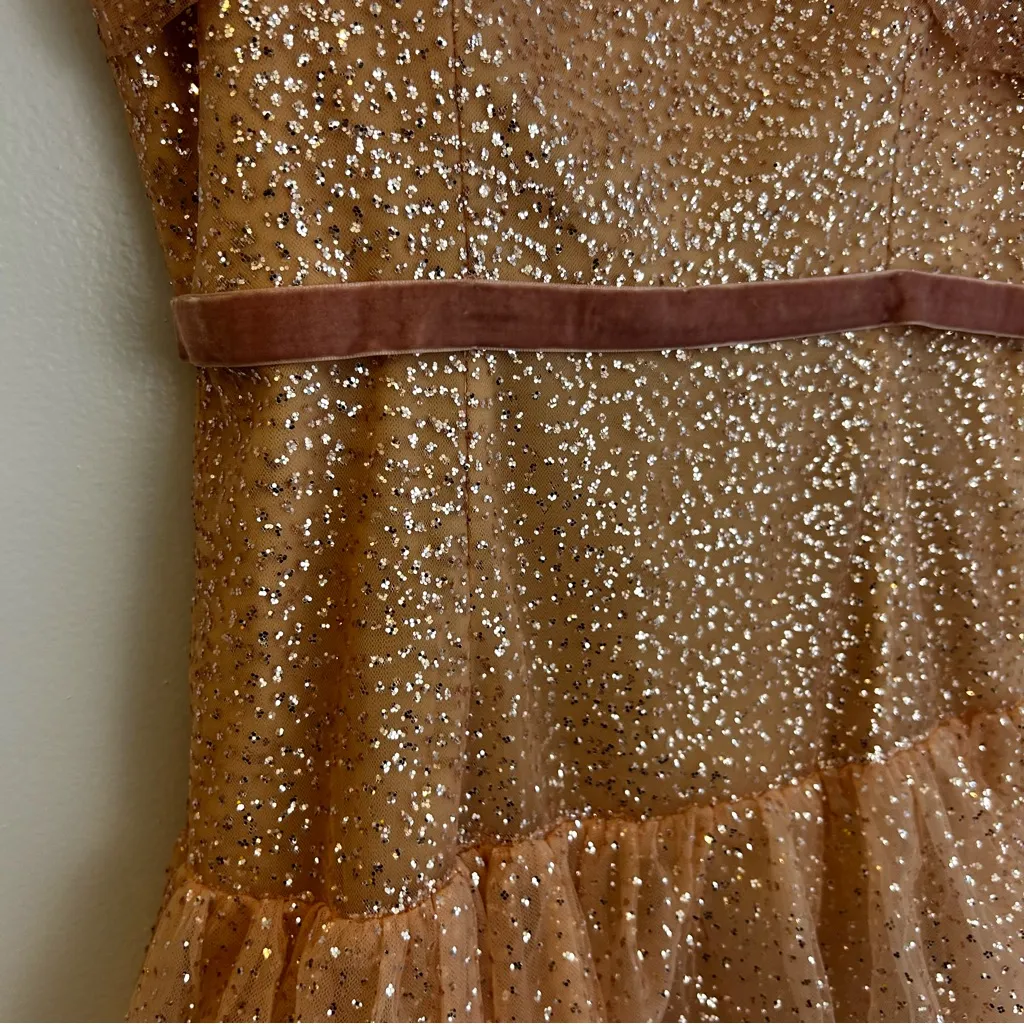 NWT Marchesa Notte Glitter Tulle Cocktail Dress in Rose Pink Gold Size 6 - Image 8