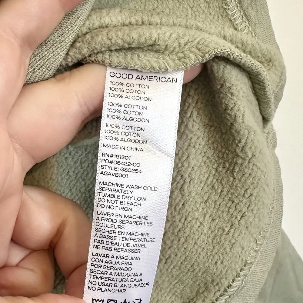 NWT Good American Essentials Green Collarless Half Zip Sweatshirt - Size 2 (M) - Image 5