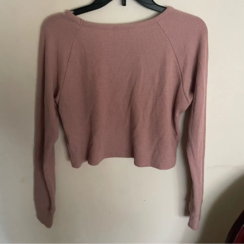 Lovers + Friends Sadie Waffle Knit Top in Rose- Size Small - Image 4