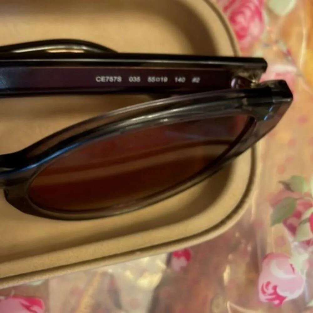 Chloe Willow 55 mm Cat Eye Sunglasses Black with purple lenses - Image 7