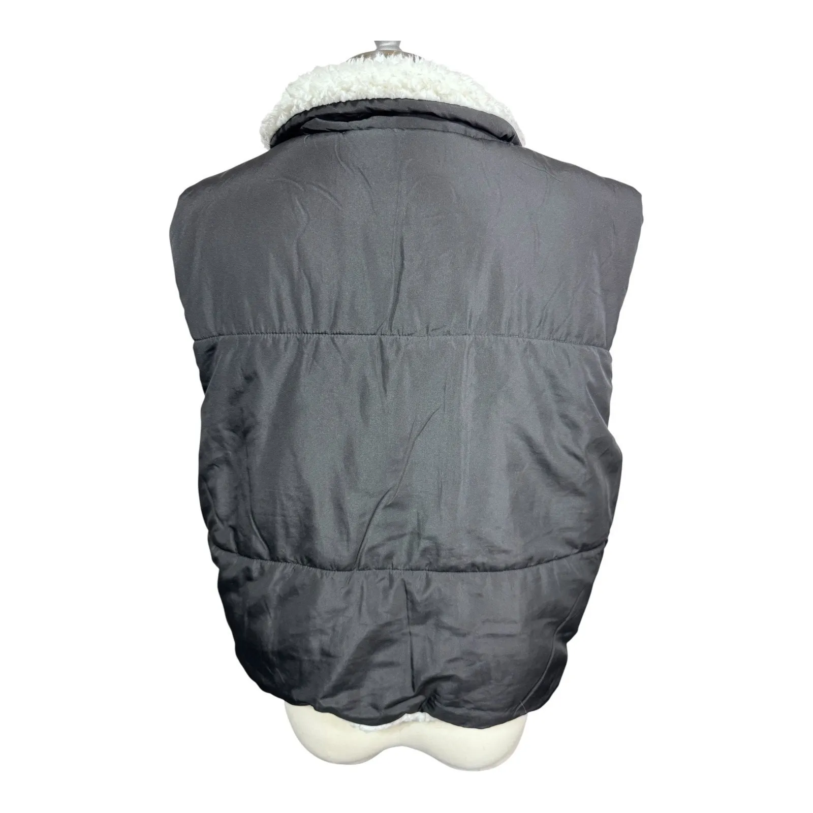 No Boundaries Women's Black Fleece Lined Zip Up Fall Winter‎ Hiking Vest Size XL - Image 5