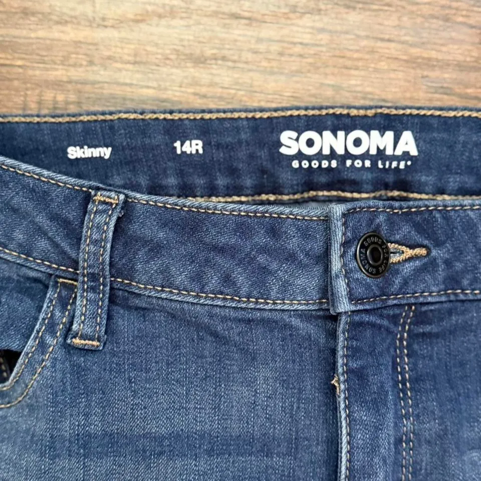 Sonoma Goods For Life Distressed Skinny Jeans 14R Blue Size 14 - Image 3