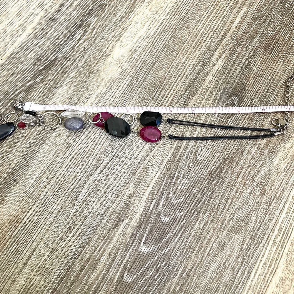 Chicos pink black beaded statement charm necklace - Image 10