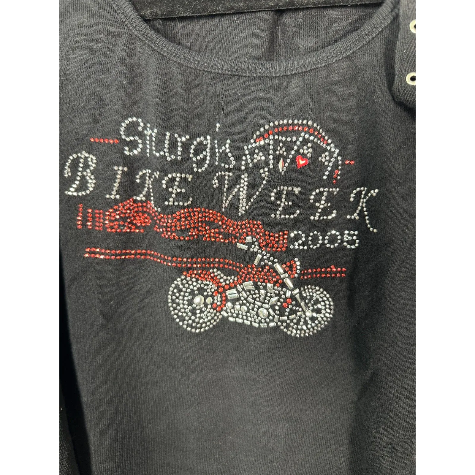 Biker Design Vintage 2005 Sturgis Bike Week Rhinestone Buckle Motorcycle Tank XL Black - Image 4