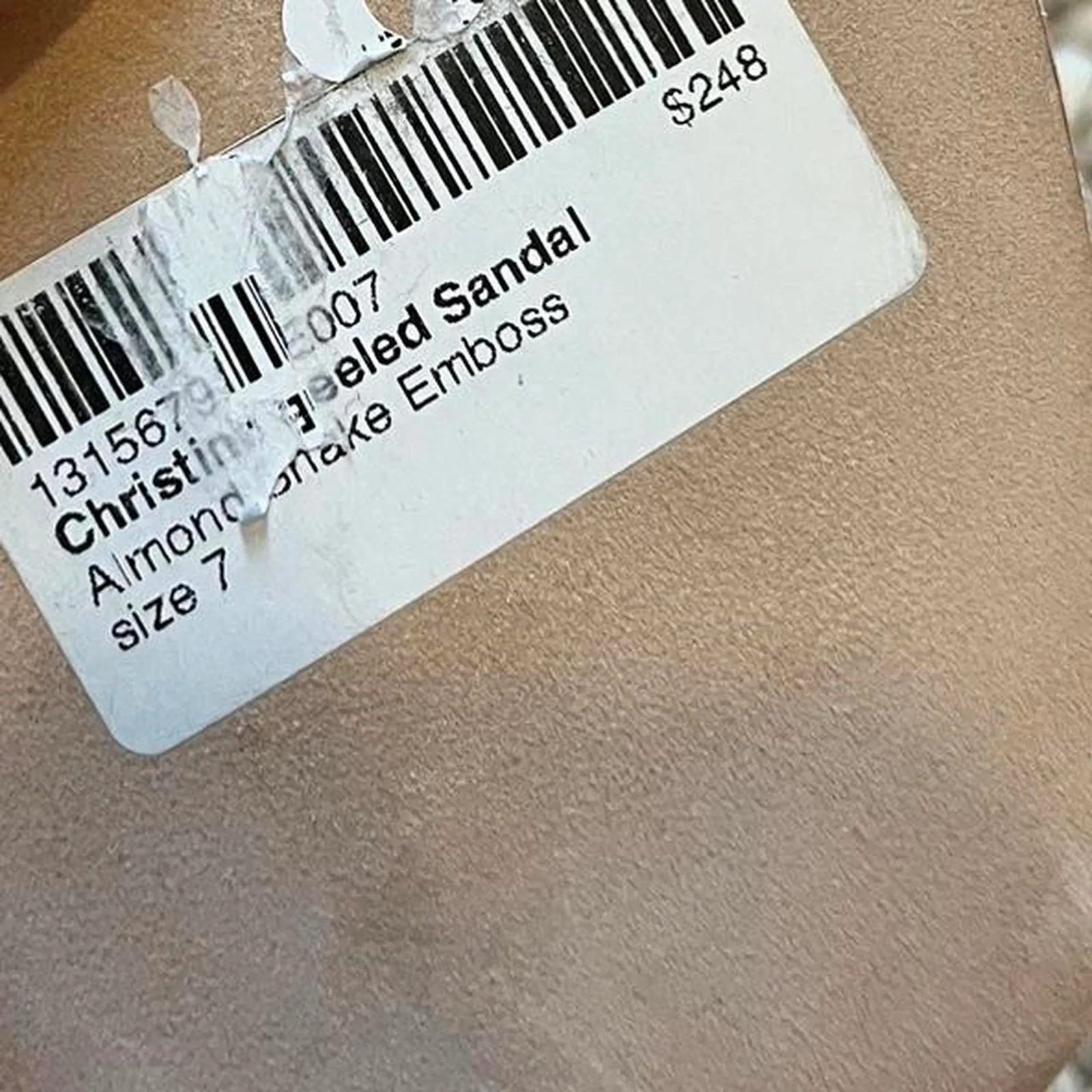 Reformation Christina Heeled Sandal in Almond Snake Emboss - Image 7