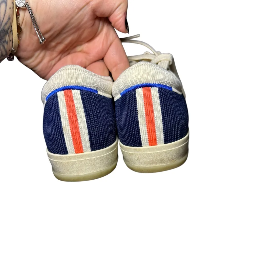 Rothys The Lace Up Sneaker in Cream & Navy - Image 5