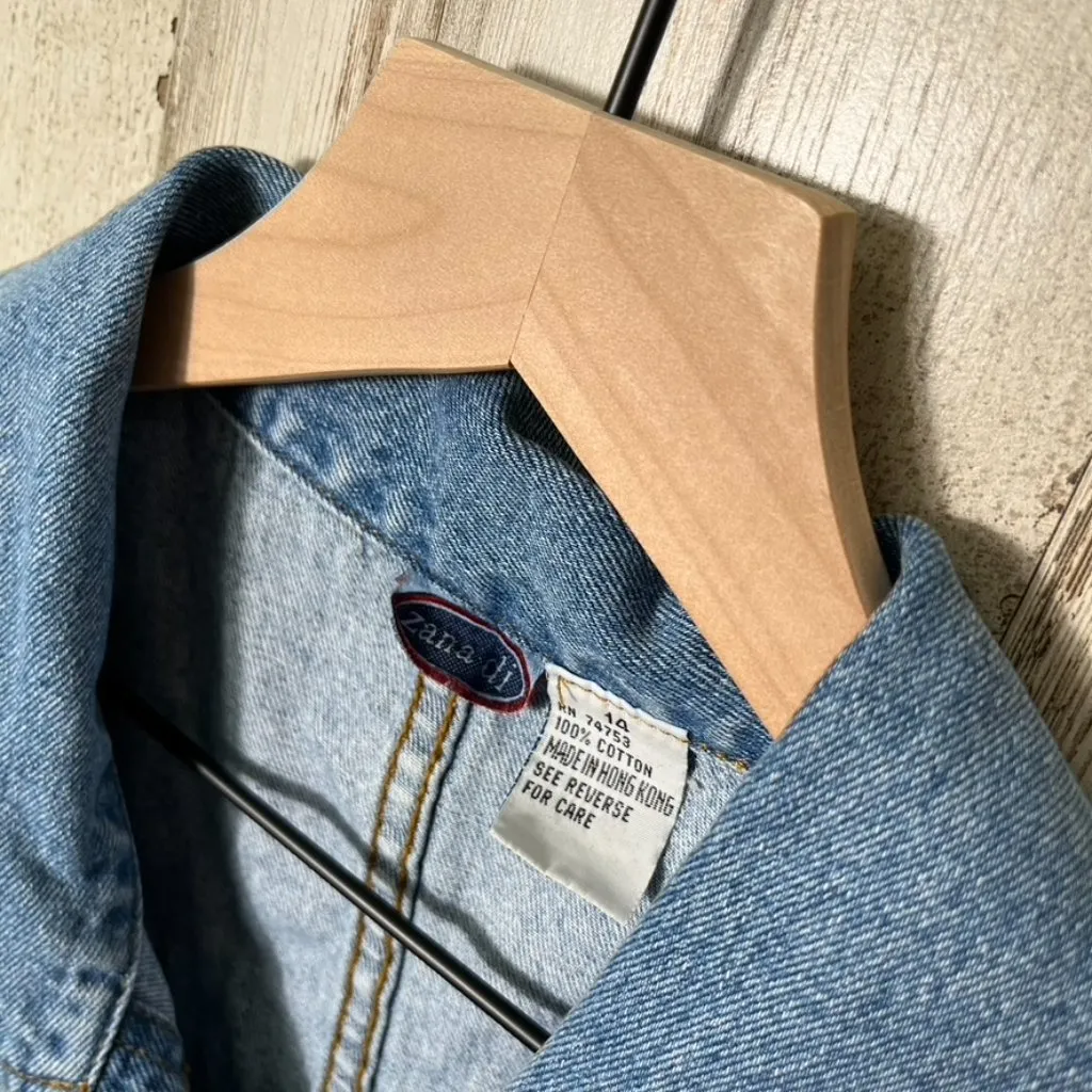 Vintage Y2K Zana Di‎ Blue Denim Button Vest Collared Womens Size Large - Image 3