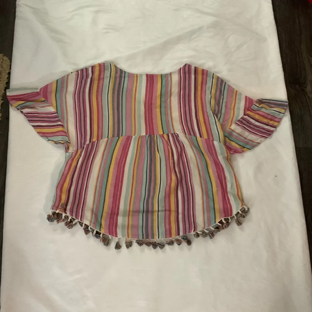 Kori America  Fringed Multi-color Boho Top S Dopamine Costal Cowgirl Festival - Image 6