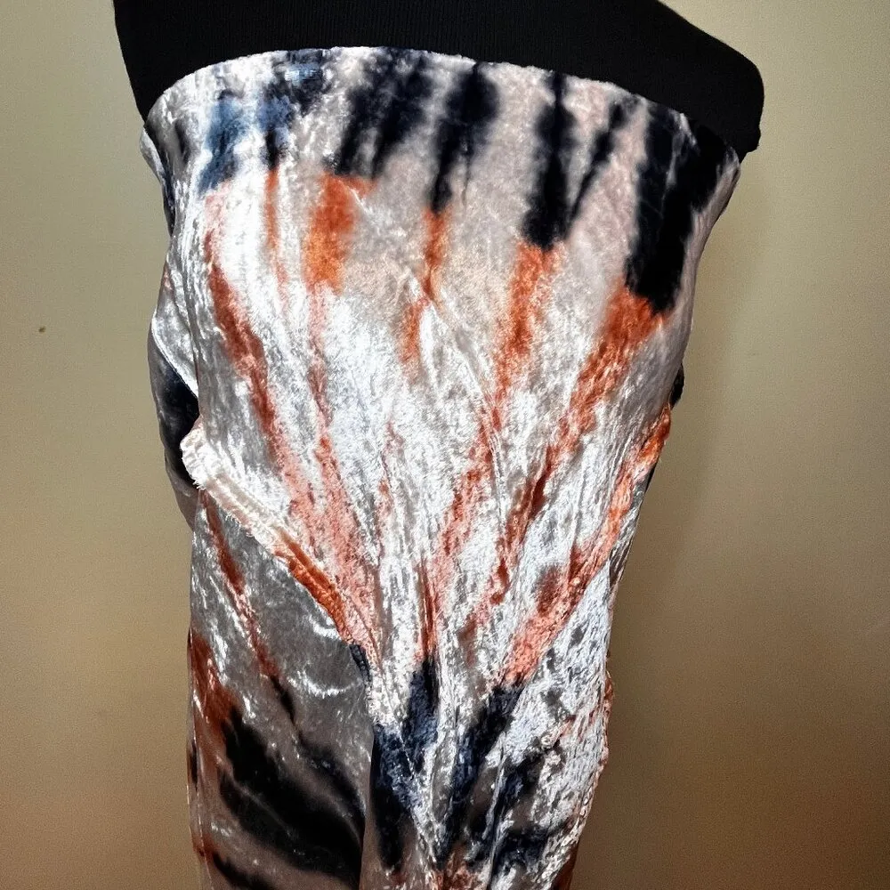 Free People Bali Serious Swagger Tie-Dye Skirt Small M Blue Velvet Midi Skirt - Image 5