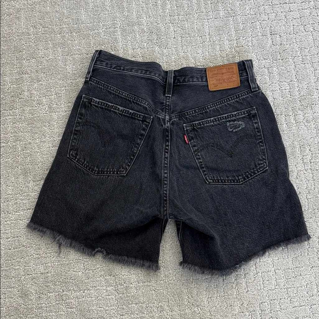 Levi’s 501 Mid Thigh Washed Black Cutoff Denim Shorts 100% cotton - Image 5
