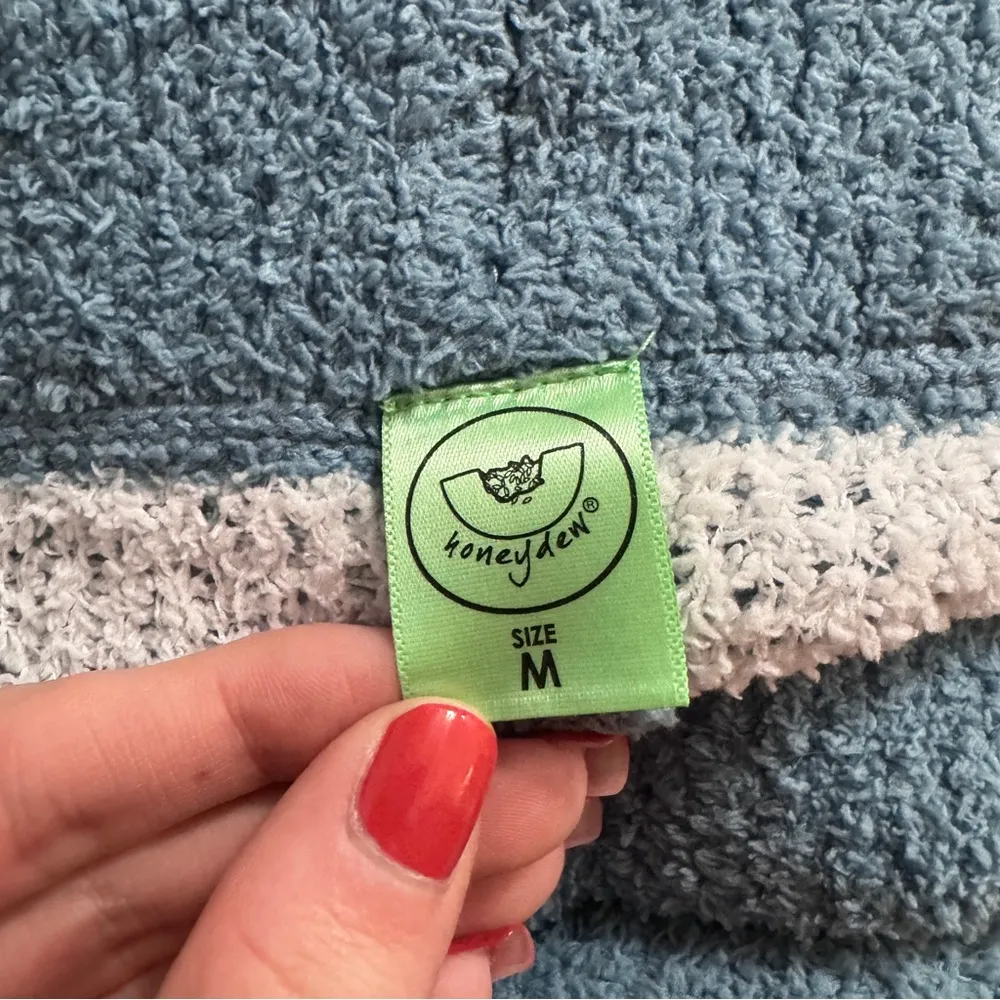 Honeydew Intimates Pajama Lounge Pants Chenille Fleece Blue Lovebird Stars Size M - Image 5