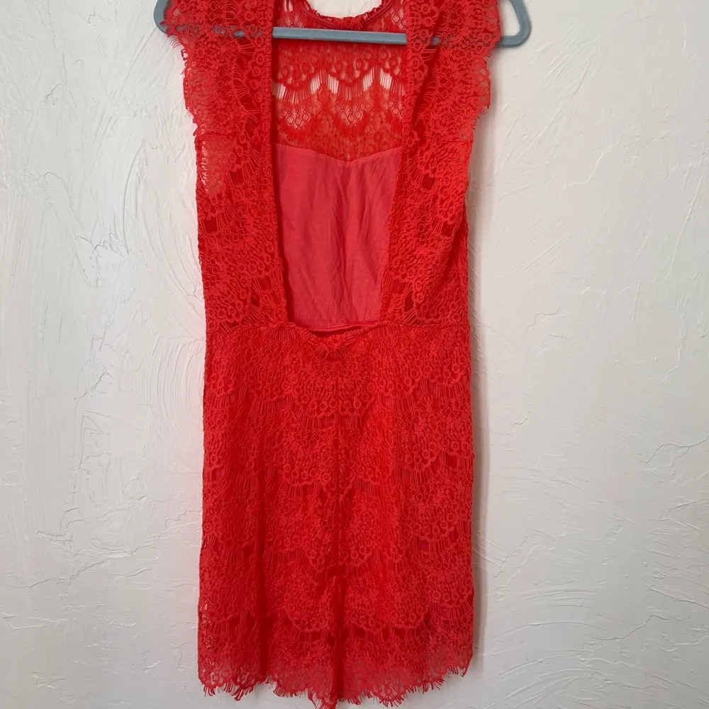 NWT Free People Daydream Coral lace dress size M - Image 10