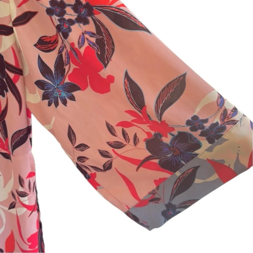 EUC CAbi Blooming Blush Kimono Open Front Side Slit Top Small - Image 4