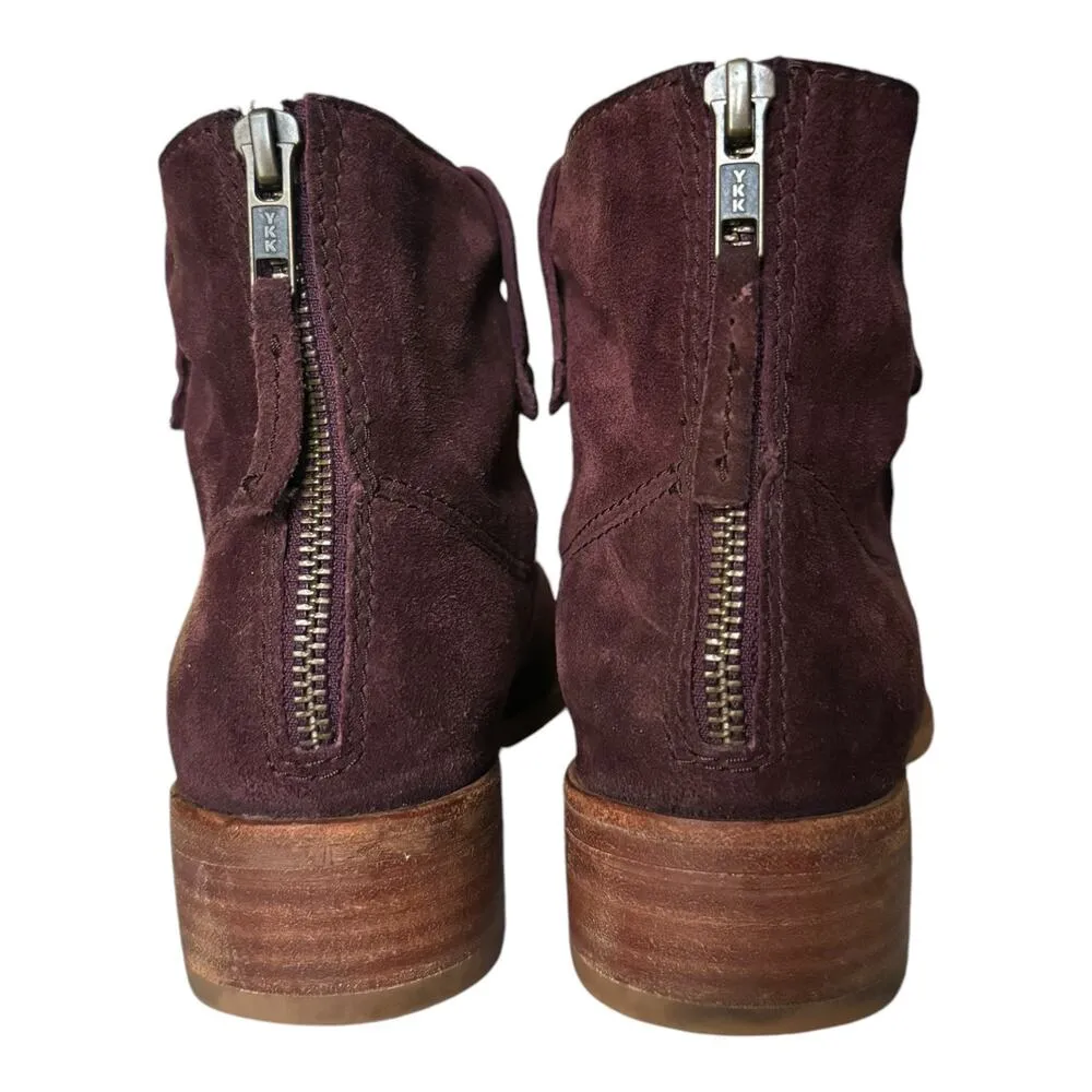 Johnston & Murphy Stephanie Maroon Suede Stitched Bootie heel zipper size 9 - Image 9