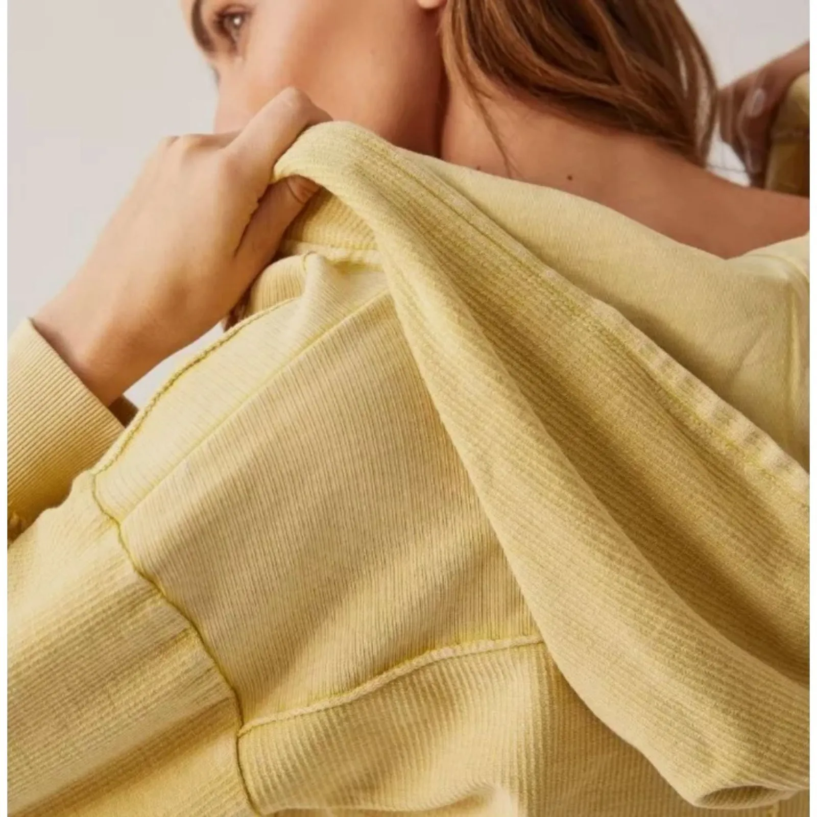 PILCRO Anthropologie Mustard Yellow Hooded Sweater Tunic Top Boho Cabin Women XS - Image 10