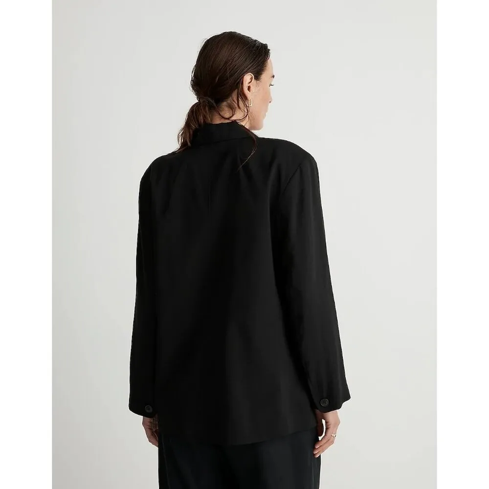 Madewell Womens The Relaxed Blazer Softdrape Drop Shoulder Two Button Black XS - Image 2