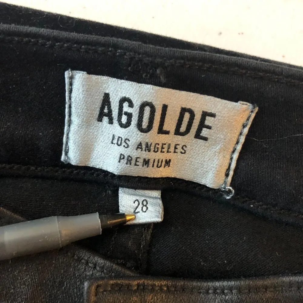 Agolde Womens Jeans Skinny Waxed Denim Black Stretch 28 - Image 3