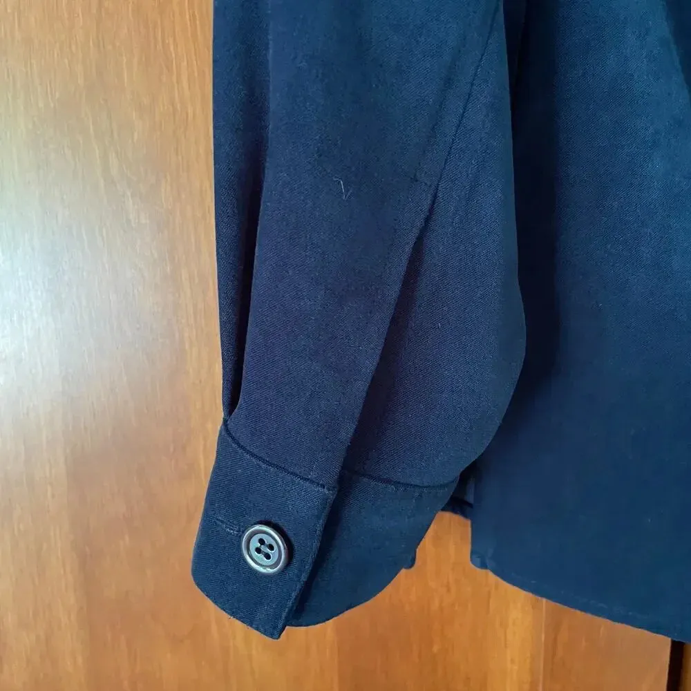 Shirt Jacket Button Up Microfiber Navy Blue Size P (XS Petite) - Image 5