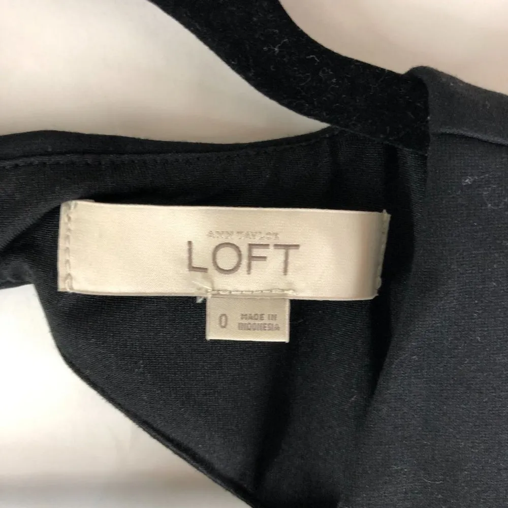 Ann Taylor Loft Womens Dress A Line Sleeveless Open Back V Neck Black 0 - Image 3