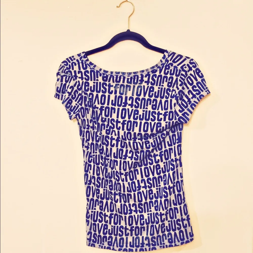 Express Blue Sheer Tee, "Just for Love" - Image 2