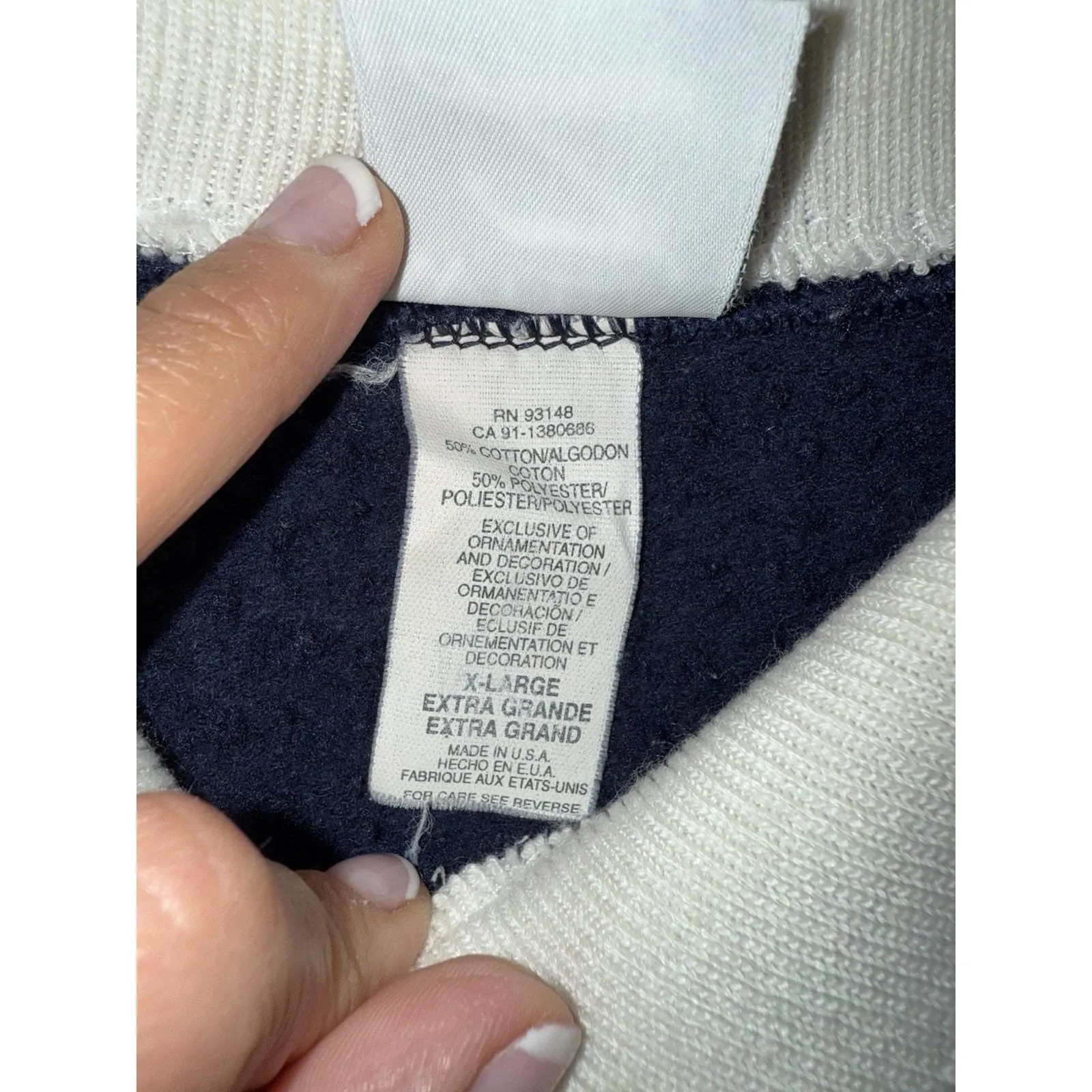 Vtg 90s Whim Z Women's XL Flower Snowflake Collared Crewneck Sweatshirt USA‎ Blue Size 16P - Image 4