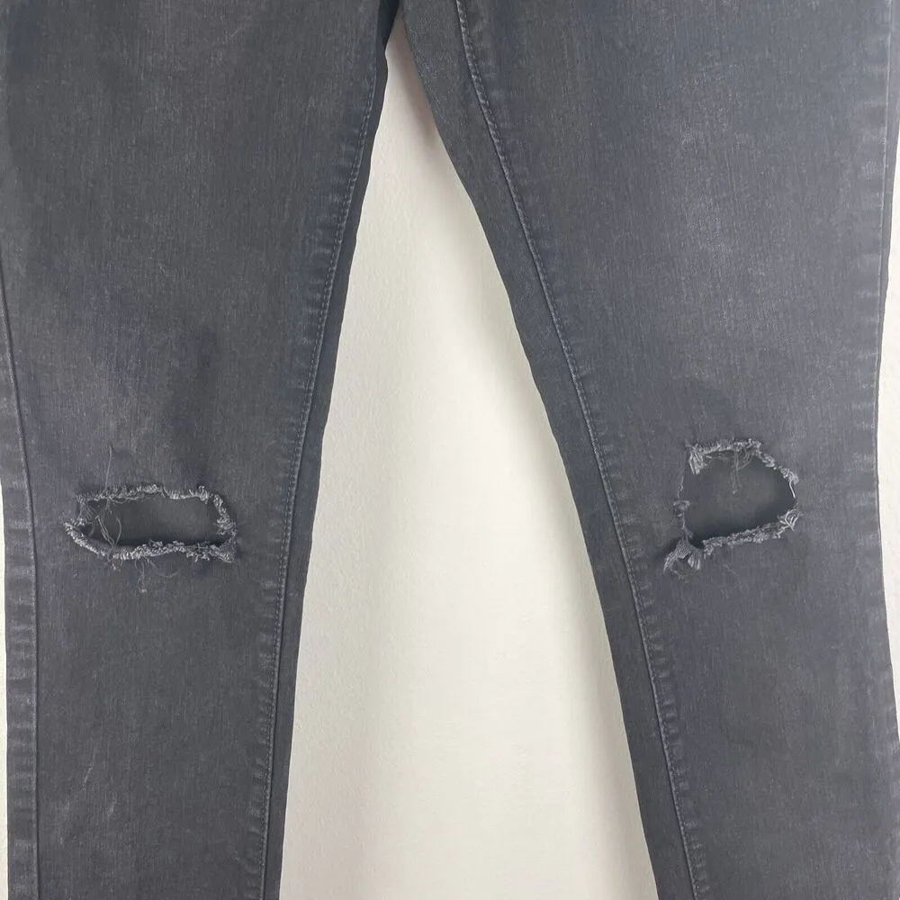 Signature by Levis The Skinny Jeans Women 4 Mid Rise Destroy Raw Hem Denim Black - Image 2