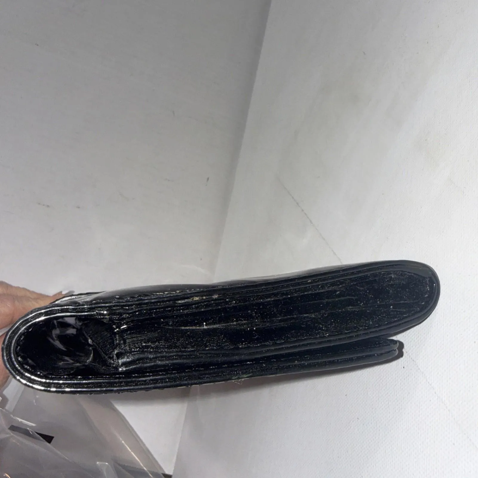 Michael Kors Buckle Black Designer Old Money Minimalist Patent Leather Clutch - Image 14