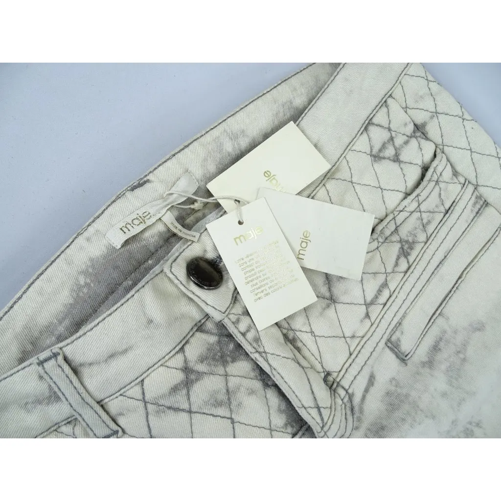 Maje  Downtown Denim Skinny Jeans Quilted Pattern Zip Ankle‎ Slim Size 38 (US M) - Image 4