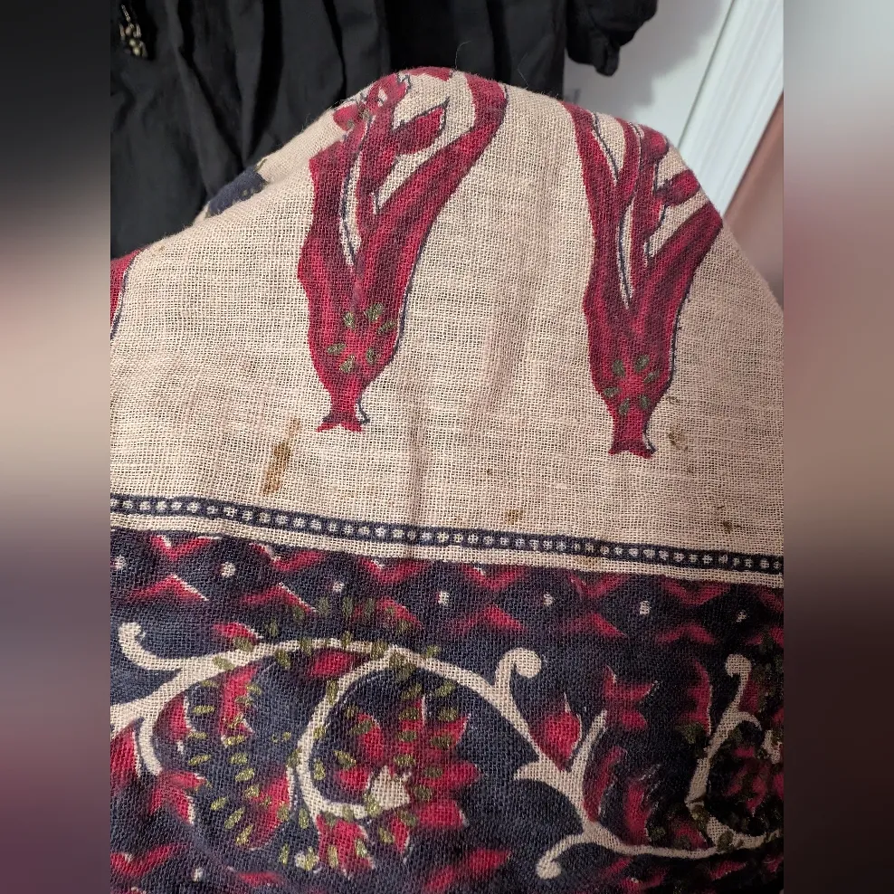 Vintage Papillon Floral Peasant Dress Women's Medium Black/Tan - Image 8