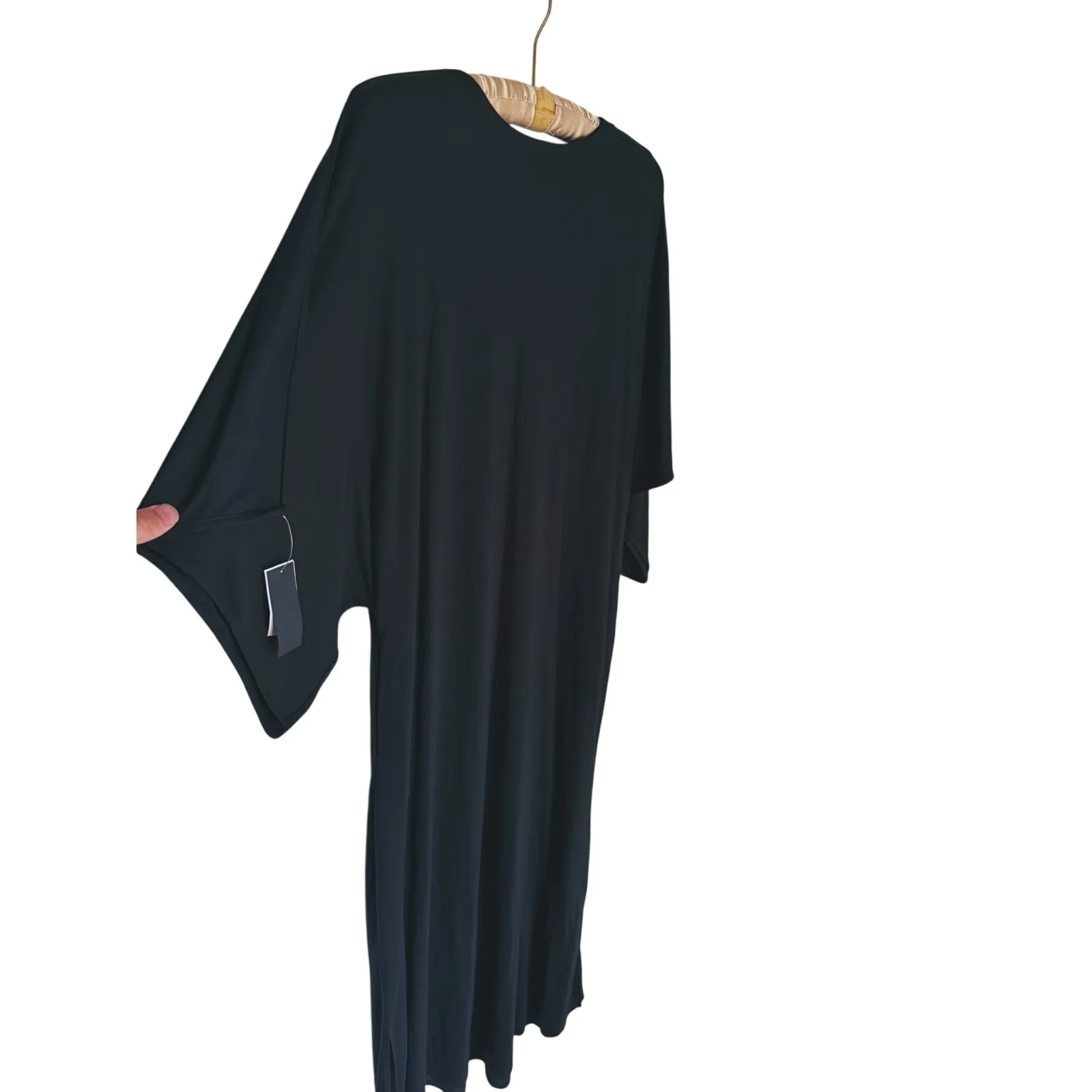 NWT Natori Lagenlook Shangri-La Tencel Caftan Dress Small Black Minimal Capsule - Image 8