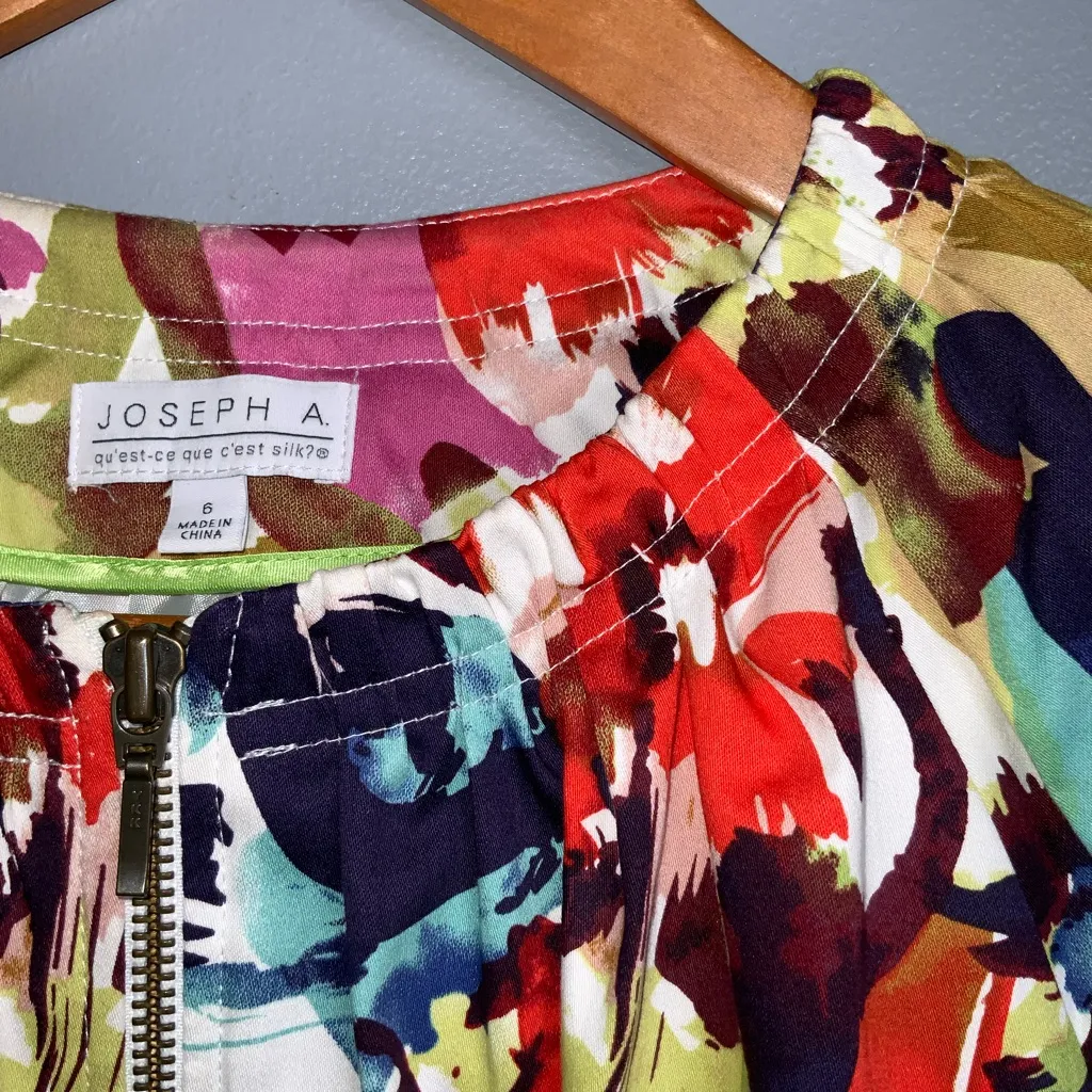 Joseph A Multicolor Abstract Zip-Up Jacket Pockets Size 6 - Image 3
