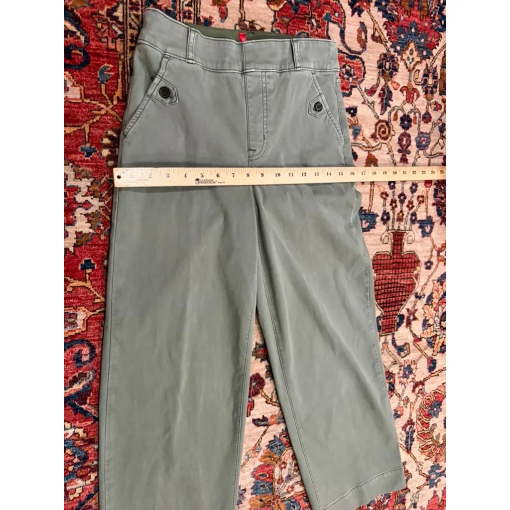 Spanx Twill Crop Wide Leg Pants Olive Green Women’s Size Small Stretch Shaping - Image 3