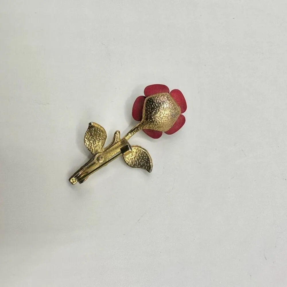 Vintage red rose brooch - Image 6