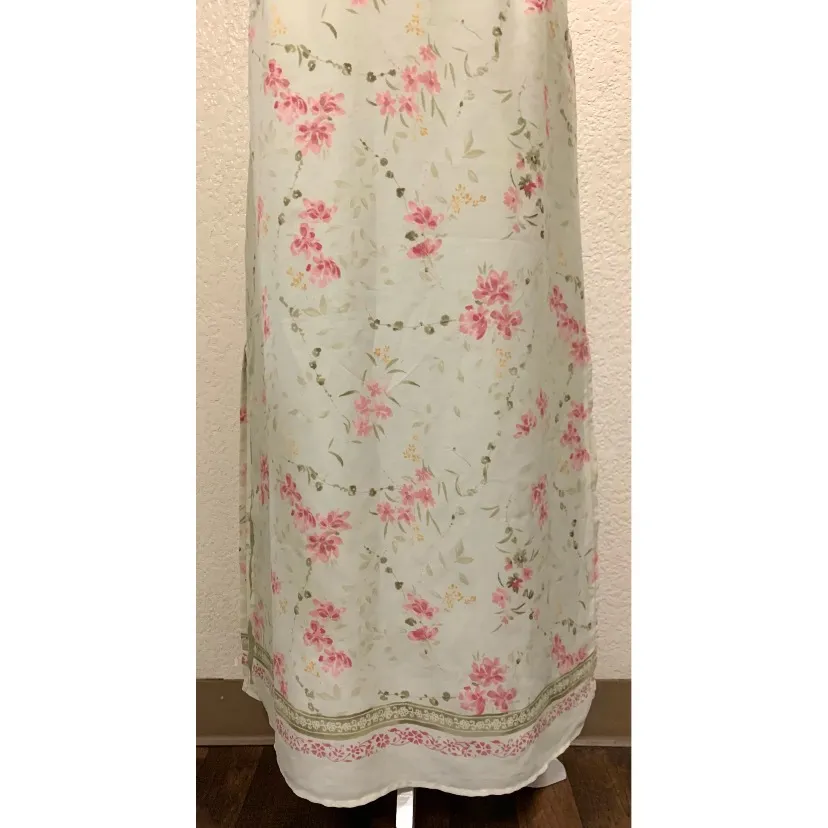 Villager Vintage 90s Green Floral Maxi Slit Skirt  - Image 7