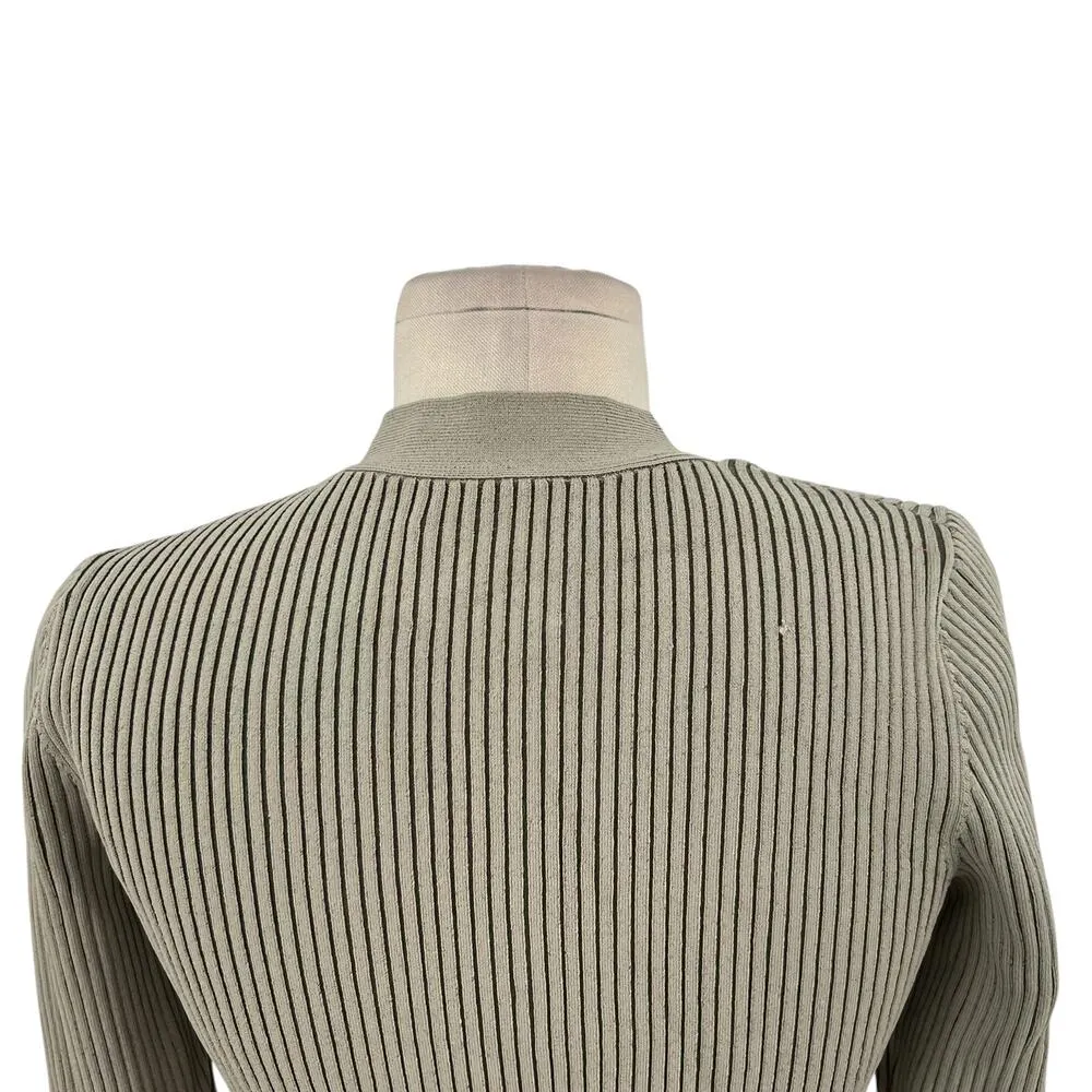 Anine Bing Layla Ribbed Cardigan Sweater Button Front Olive Green Size Small - Image 10