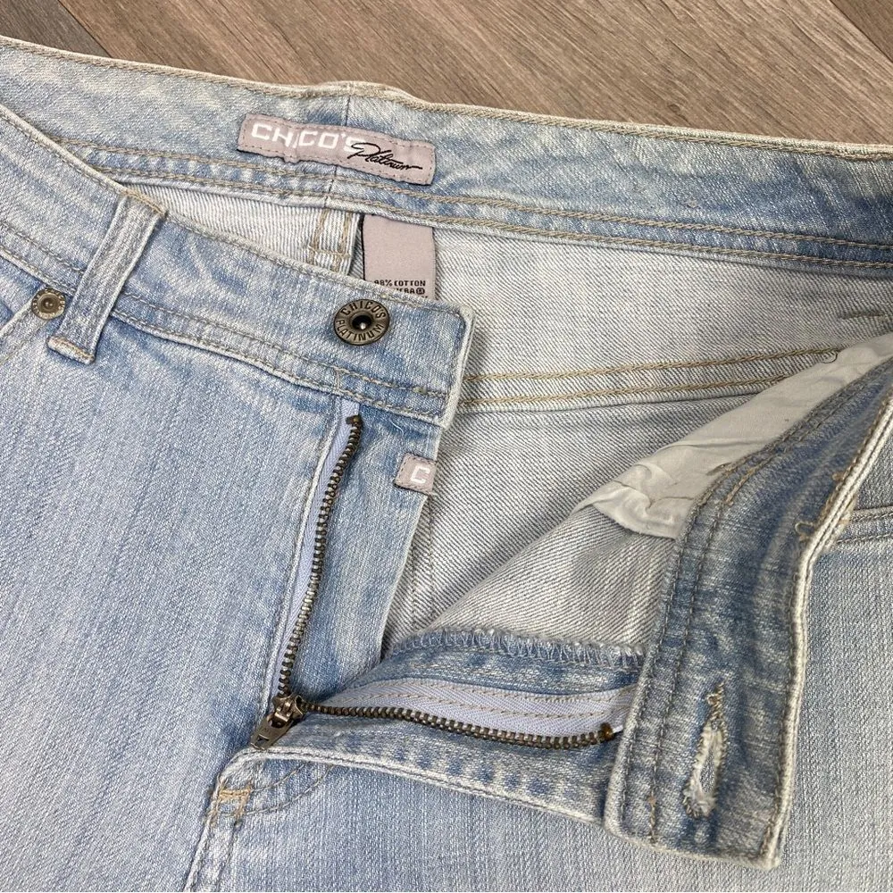 Chico’s Platinum Radiant Crop Rhinestone Pocket Capri Jeans Blue 6 - Image 6