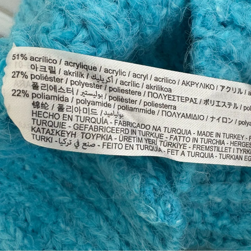 ZARA Blue Choker Sweater Knit Cutout Puff Sleeve Crop Blue Size S - Image 9