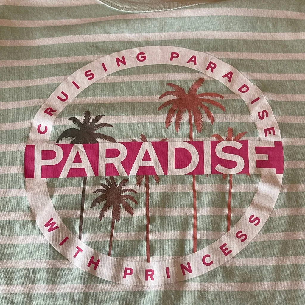 Princess Cruises Paradise Striped Graphic T Shirt Women's Size XL Green - Image 6