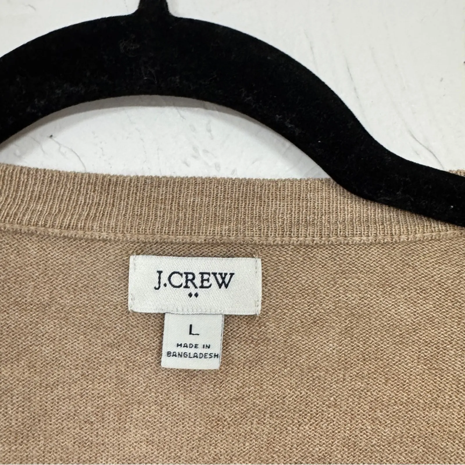 J Crew Tan Cotton Sweater Vest Womens L Preppy Dark Academia Classic Old Money - Image 5